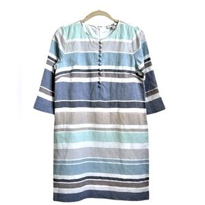 EE by Etcetera Linen Stripe Shift Dress Size 4 Oversized Coastal Spring Lined